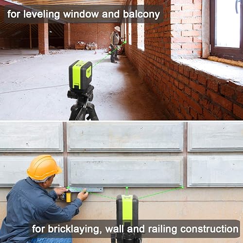 Miniatura 30 de Nivel láser con 2 puntos de plomada - Huepar 2 puntos de plomada y 2 herramientas de nivel láser de alineación de línea cruzada con ángulo amplio