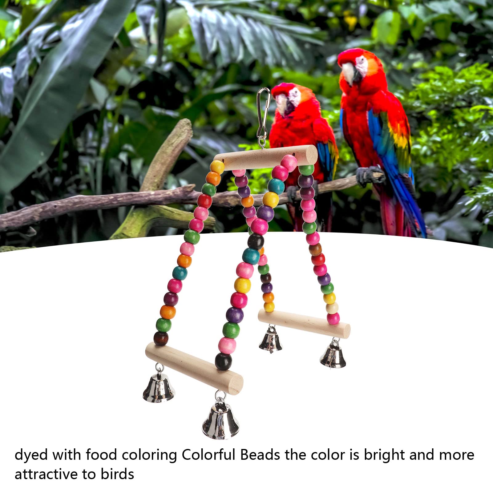 Amazon.co.jp: 木製ビーズ鳥スイングおもちゃ、カラフルな半円鳥