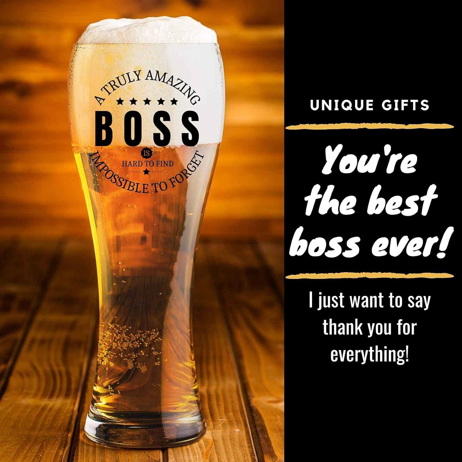 Onebttl Boss Day Gifts for Men, Beer Glass, 15 oz Pint Glass, Beer Mug, Perfect Boss Idea for Men/Male Birthday, Christmas, Appreciation, Office - Amazing - Image 2