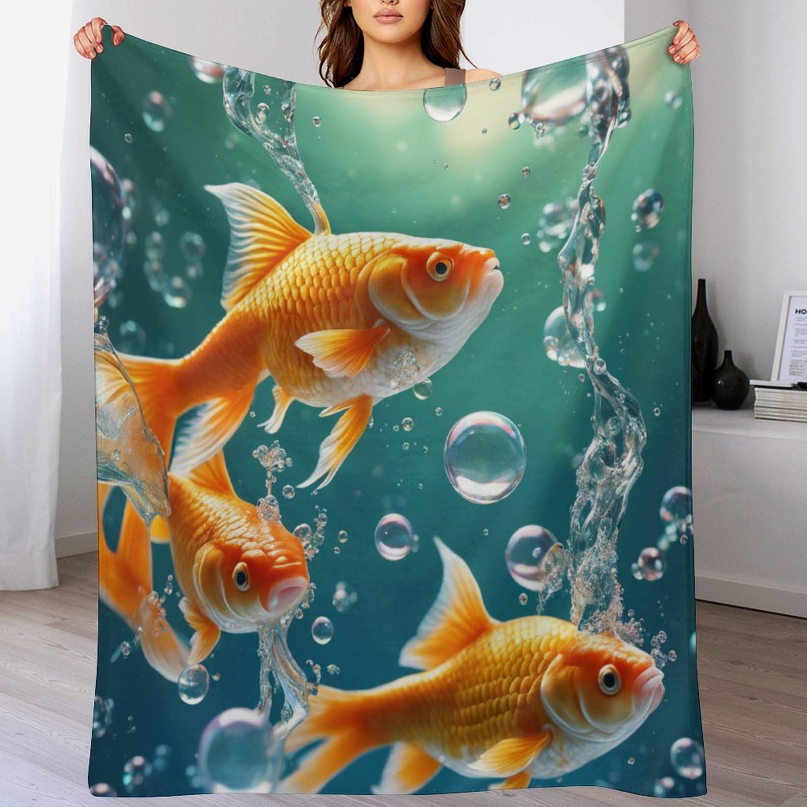 Couverture flannel poisson 100x130cm douce et lavable en machine