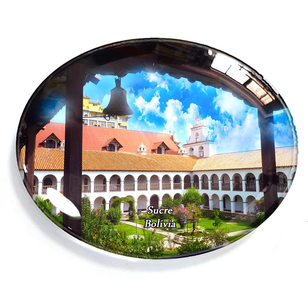 Bolivia-27 Sucre Bolivia Magnet Fridge Refrigerator Freezer Magnet Sticker Souvenir Decorations Oval Crystal Magnet Kitchen Whiteboard
