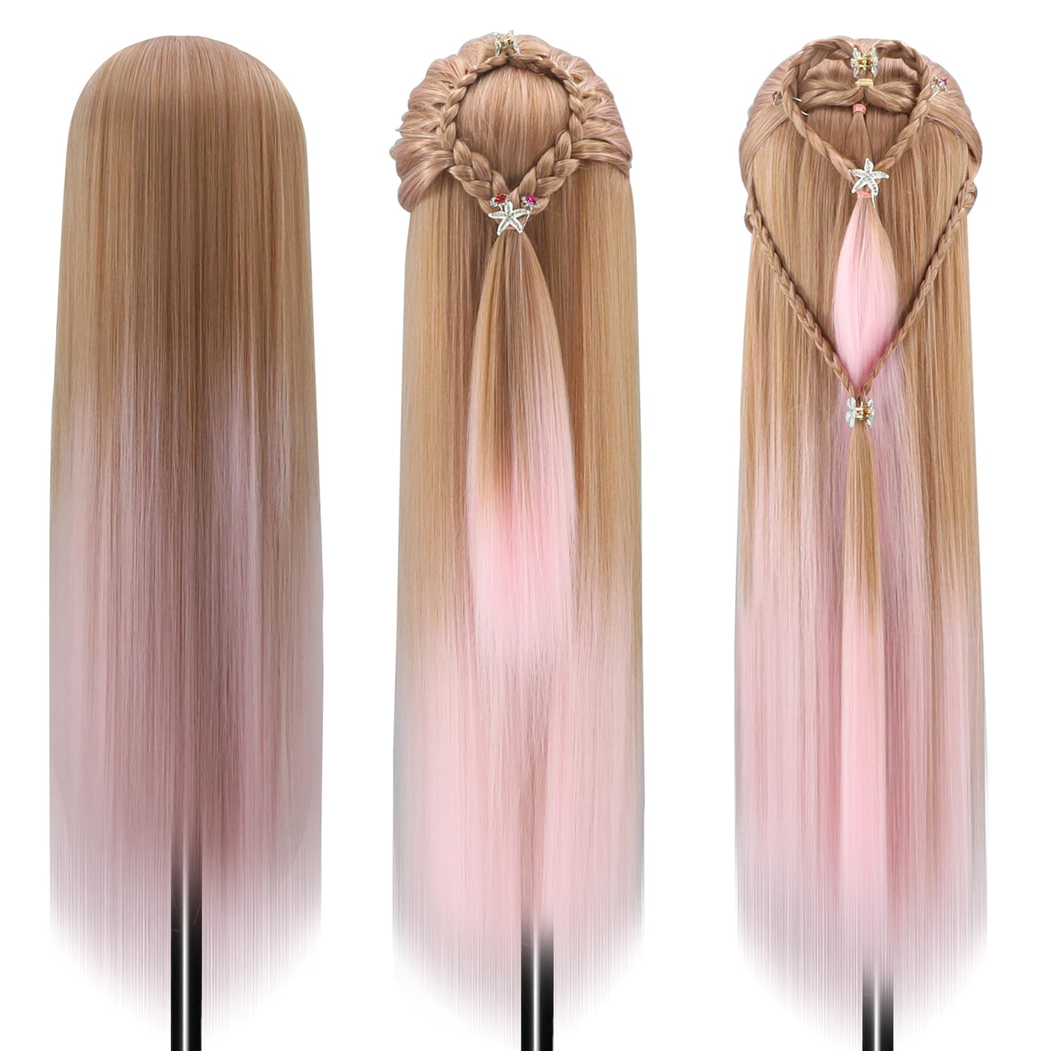 Styling Head 28 inch Hairdresser Training Head 100% Synthetic Fiber Hair Styling Head - Image 3
