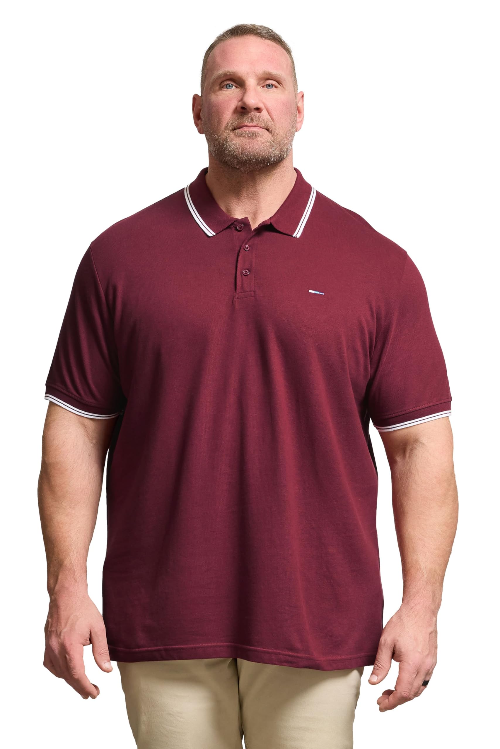 BadRhino Big & Tall Red Tipped Polo Shirt - Men's - Plus Size Curve