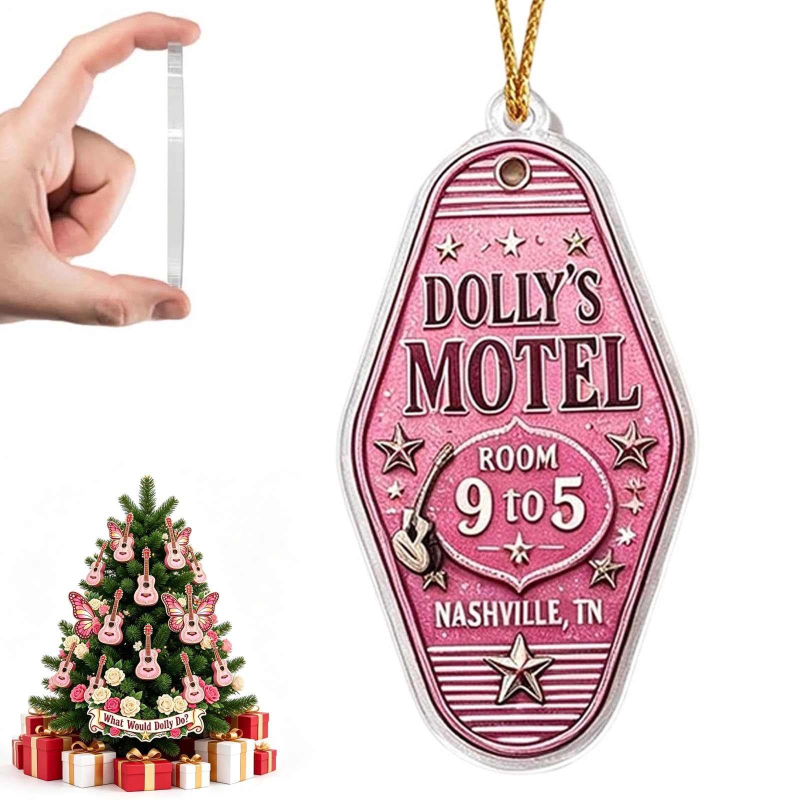 Dolly Parton 2026 Acrylic Pink Christmas Ornament, Dolly Memorial Gift