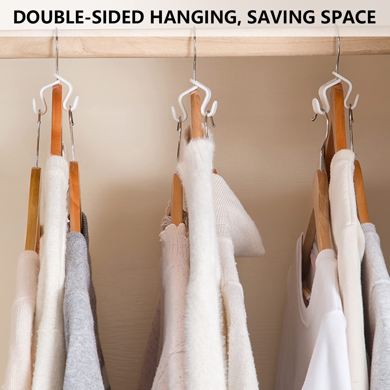 100 Ganci Appendiabiti Salvaspazio - Connettori Per Armadio, Bianco/Blu, Organizza Vestiti Senza Pieghe - Foto 8