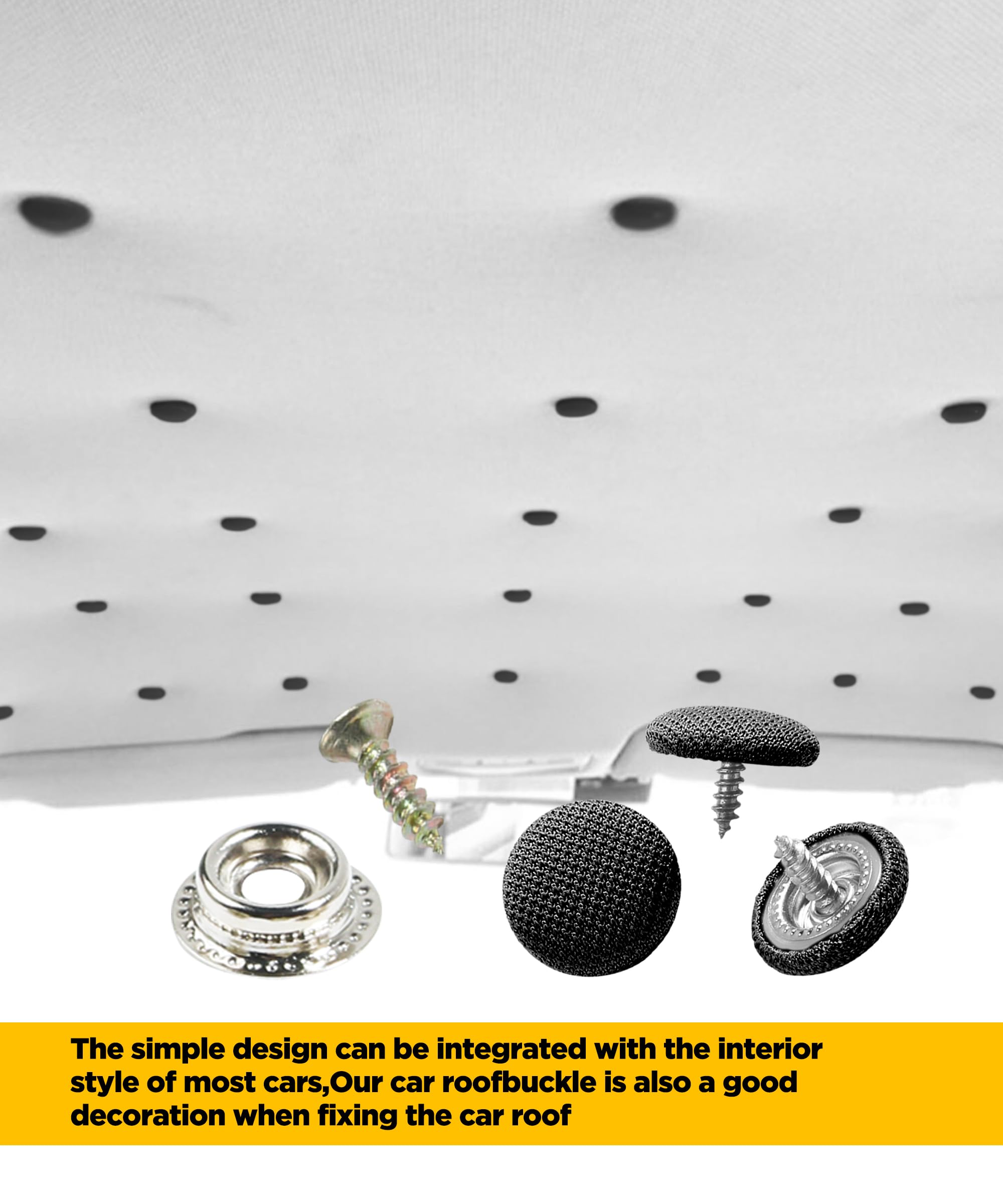 Kit Riparazione Cielo Auto 65PCS Fai Da Te Puntine Rivetti Nero