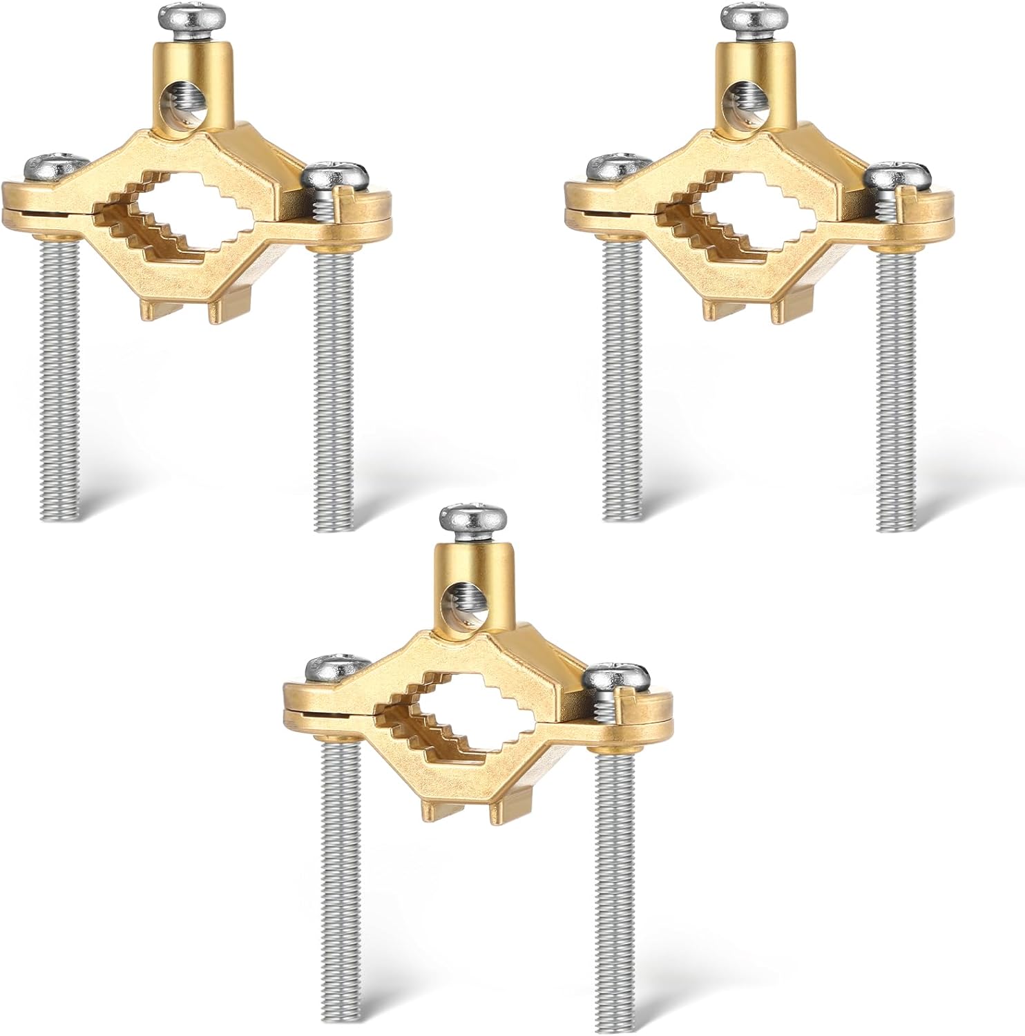 Feekoon 3 Pcs Ground Clamp 1/2" to 1", Copper Alloy Wire Pipe Ground Clamps for Bonding Wire to Water Pipe or Steel