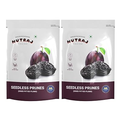 Nutraj California Prunes Pitted (Seedless) 400 Gram (200 G X 2) Pouch|Plums|Aalobukhaara|Mixed Dry Fruits|Nuts|Grocery I