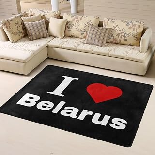 I Love Belarus Area Rug 4x6 Feet Rugs for Living Room Bedroom Soft Indoor Floor Rug Non-Slip Carpet
