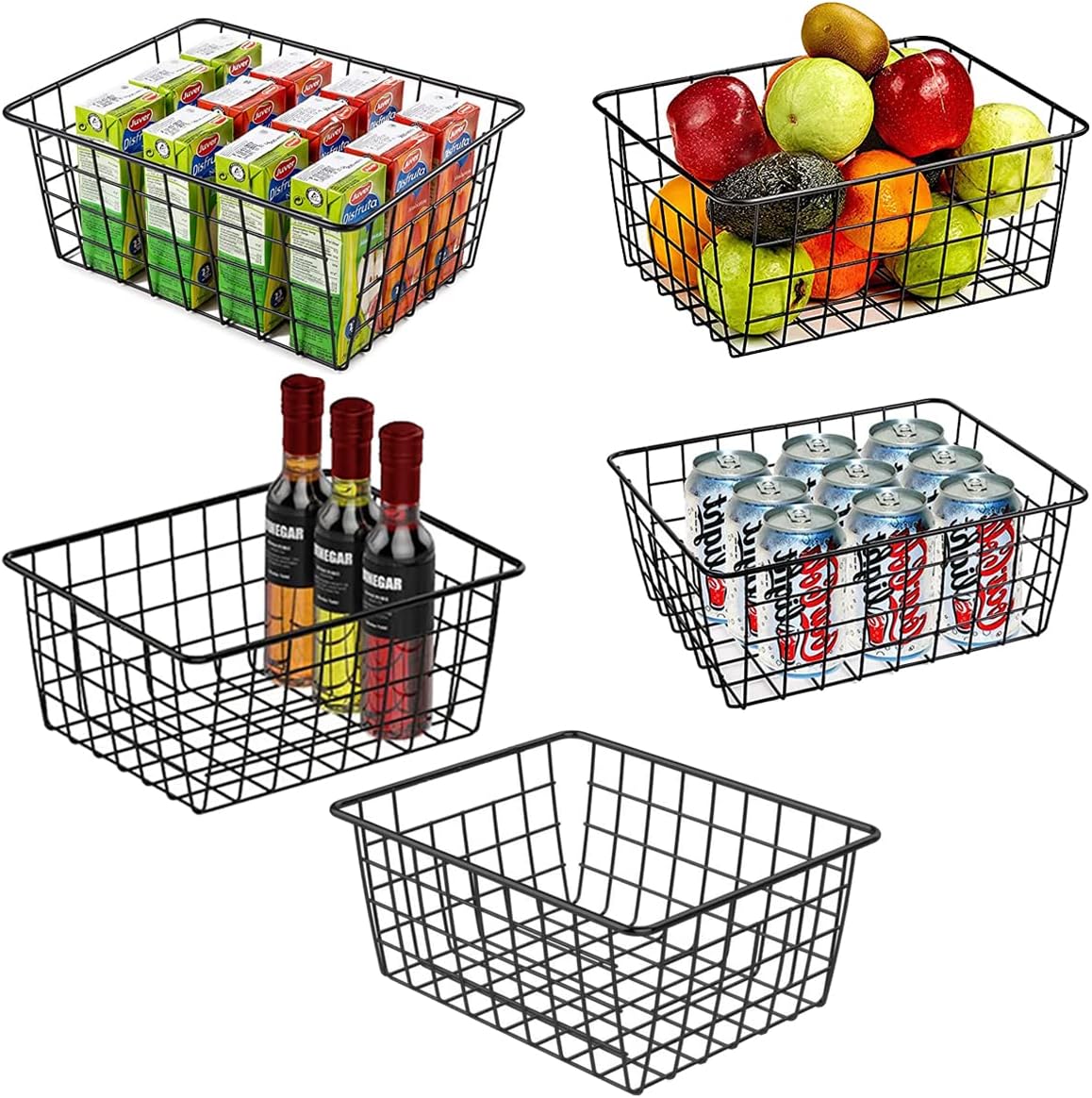 5 Pack Wire Storage Baskets, HZSOOCH Premium Pantry Baskets