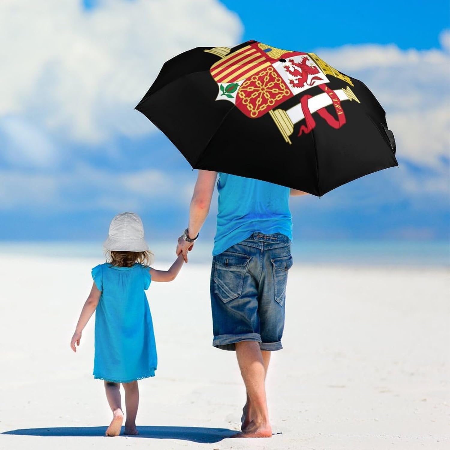 Coat of Arms of Spain Stylish Travel Umbrella Slim Windproof 3 Fold Umbrellas Manual/Automatic
