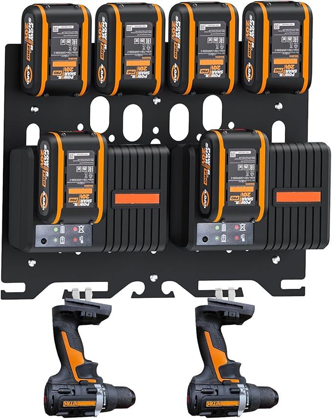 DITKOK Upgrade 3-in-1 wandhouder voor Worx-opladers, accu's en