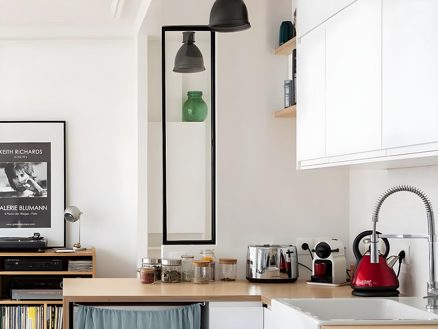 Vente-unique - Vetrata Atelier 30 x 105 cm in Alluminio termolaccato Nero - Bayview