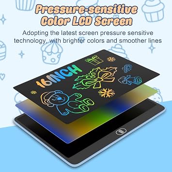 Electight 2PC16 Inch Light Up LCD Writing Tablet, Colorful Doodle Scribbler Pad with Lock & Delete Function, Drawing Board for Kids Age 3-9 Year Old Girls Boys, Learning Gift & Educational Toys