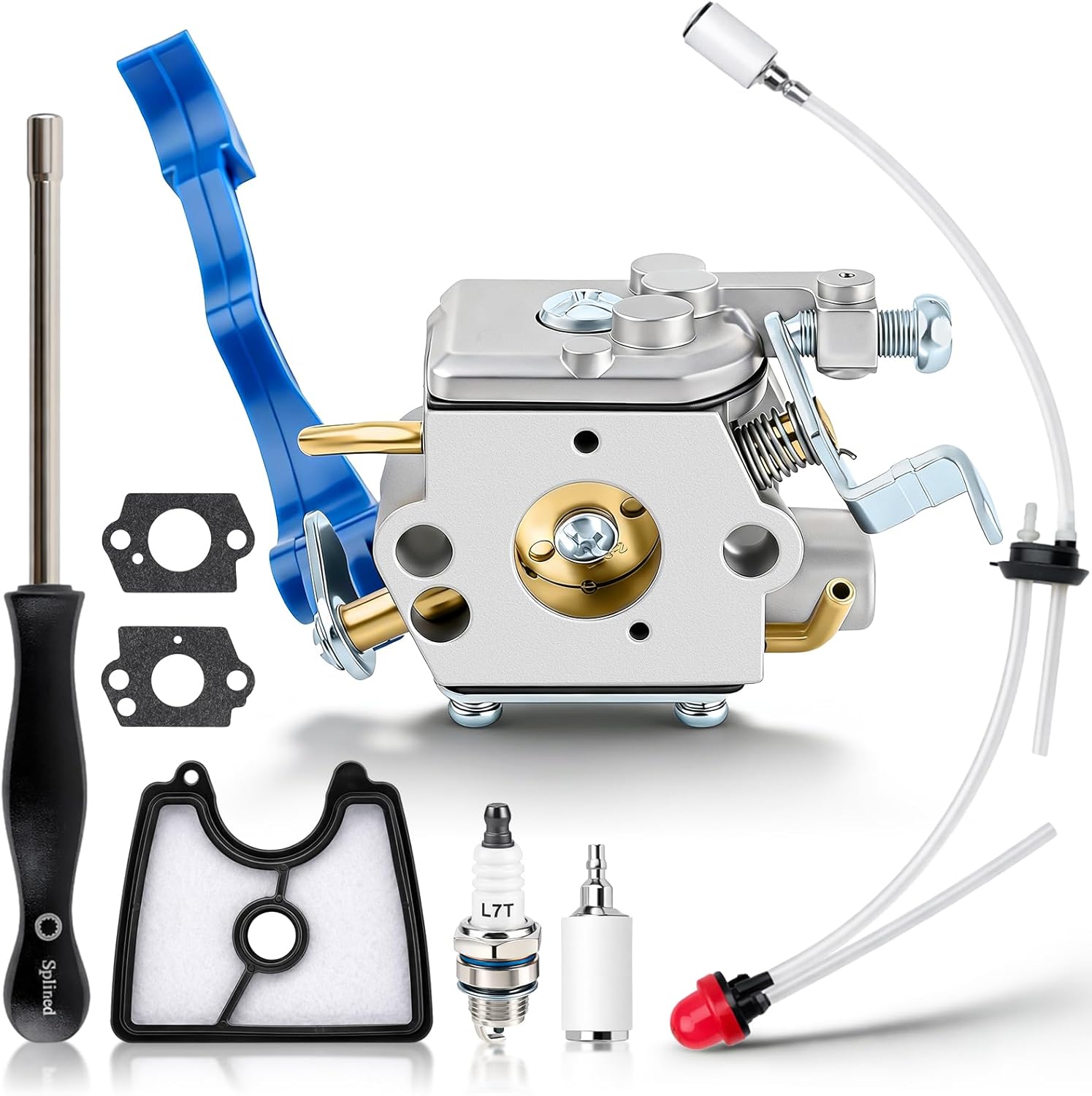 OEM Ruixing 125B Carburetor for Husqvarna 125BX 125BVX HVA125B, Jonsered B2126, Poulan HB280, RedMax HB281 Leaf Blower, Replace for# 545081811, 590460102, 5904601-02, with Air Filter Fuel Line Kit