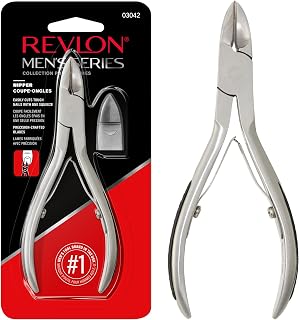 Revlon Men's Nail Clipper: Sharp Stainless Steel Nipper for Tough Fingernails & Toenails, Ergonomic No-Slip Grip