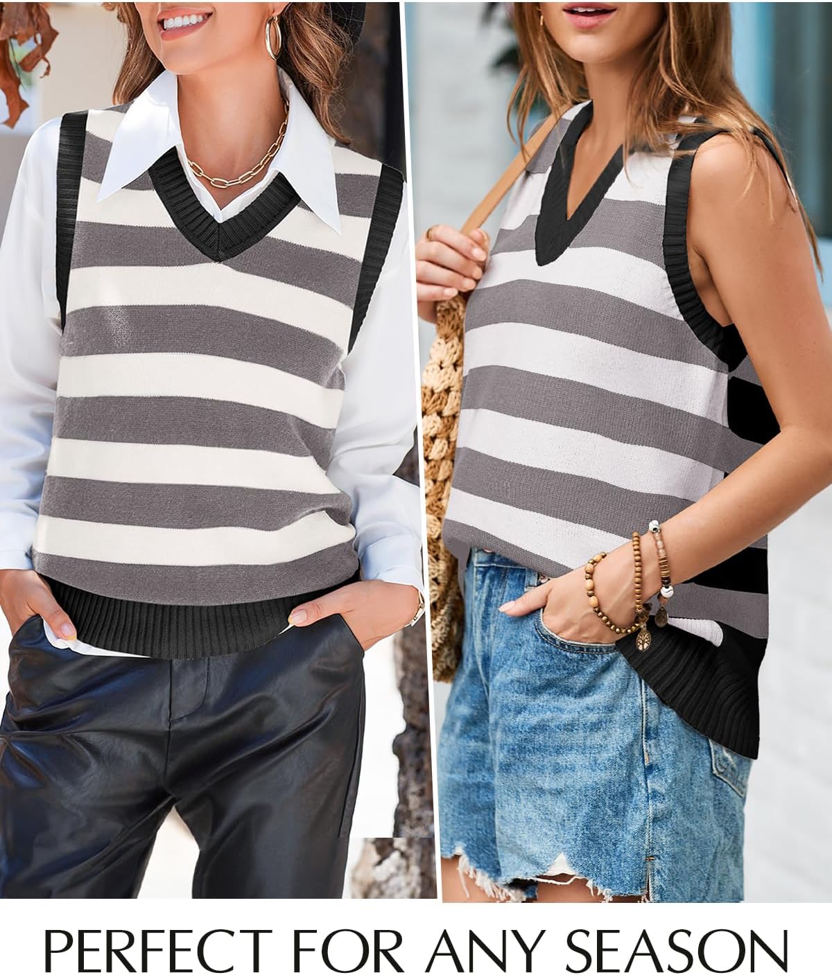 EVALESS Sweater Vest Women V Neck Knit Sleeveless Tunic Tank Tops Casual Pullover Sweater Spring Trendy 2026 Outfits - Image 2