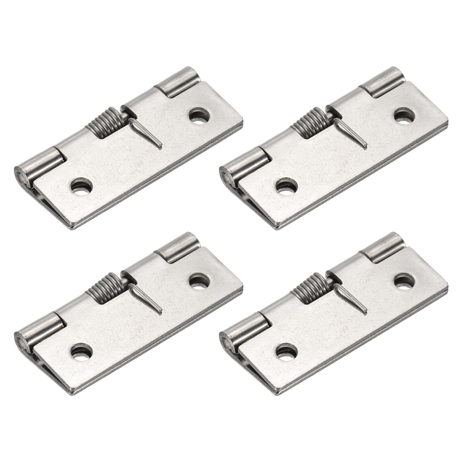 sourcing map 4pcs Spring Loaded Hinges 2" Length Stainless Steel Spring Self Closing Small Door Hinge for Cabinet Door Box DIY Hardware, Silver