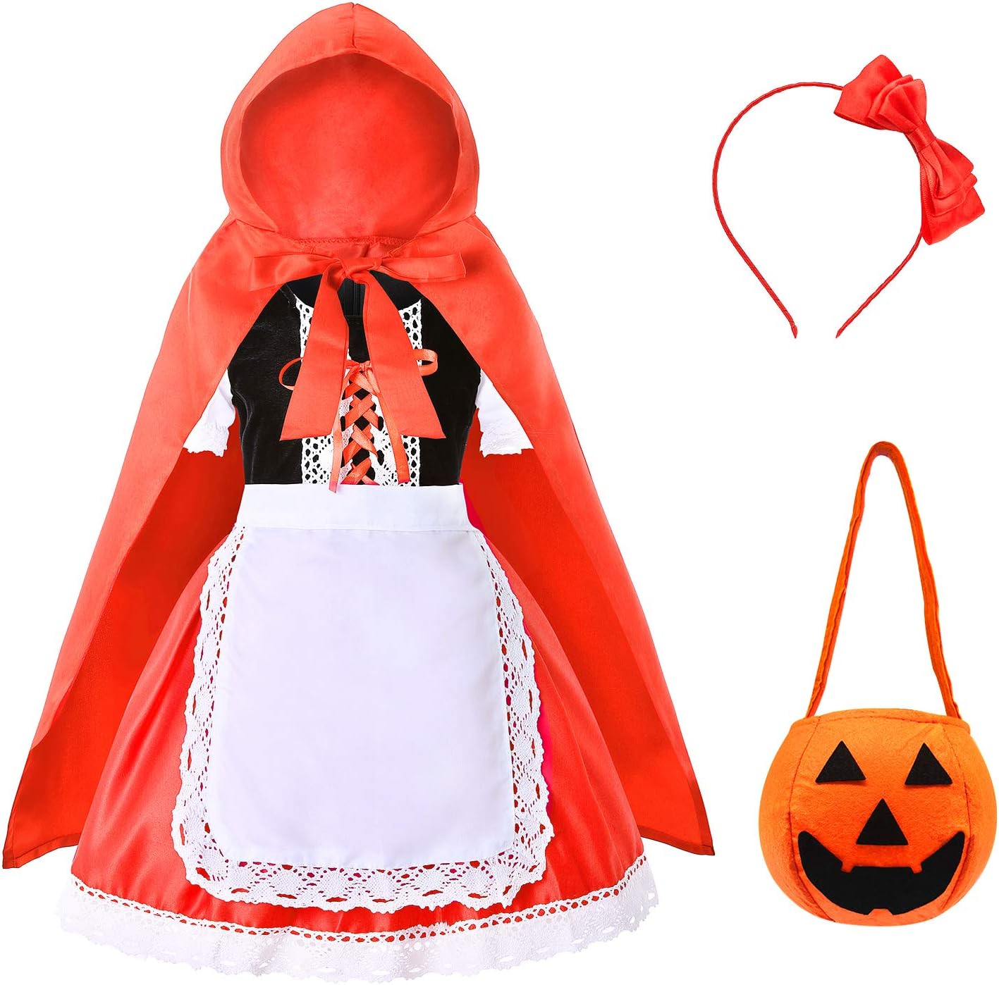 Heay Little Red Riding Hood Costume for Girls Kids Halloween Cosplay Costume Age 3-12 Years
