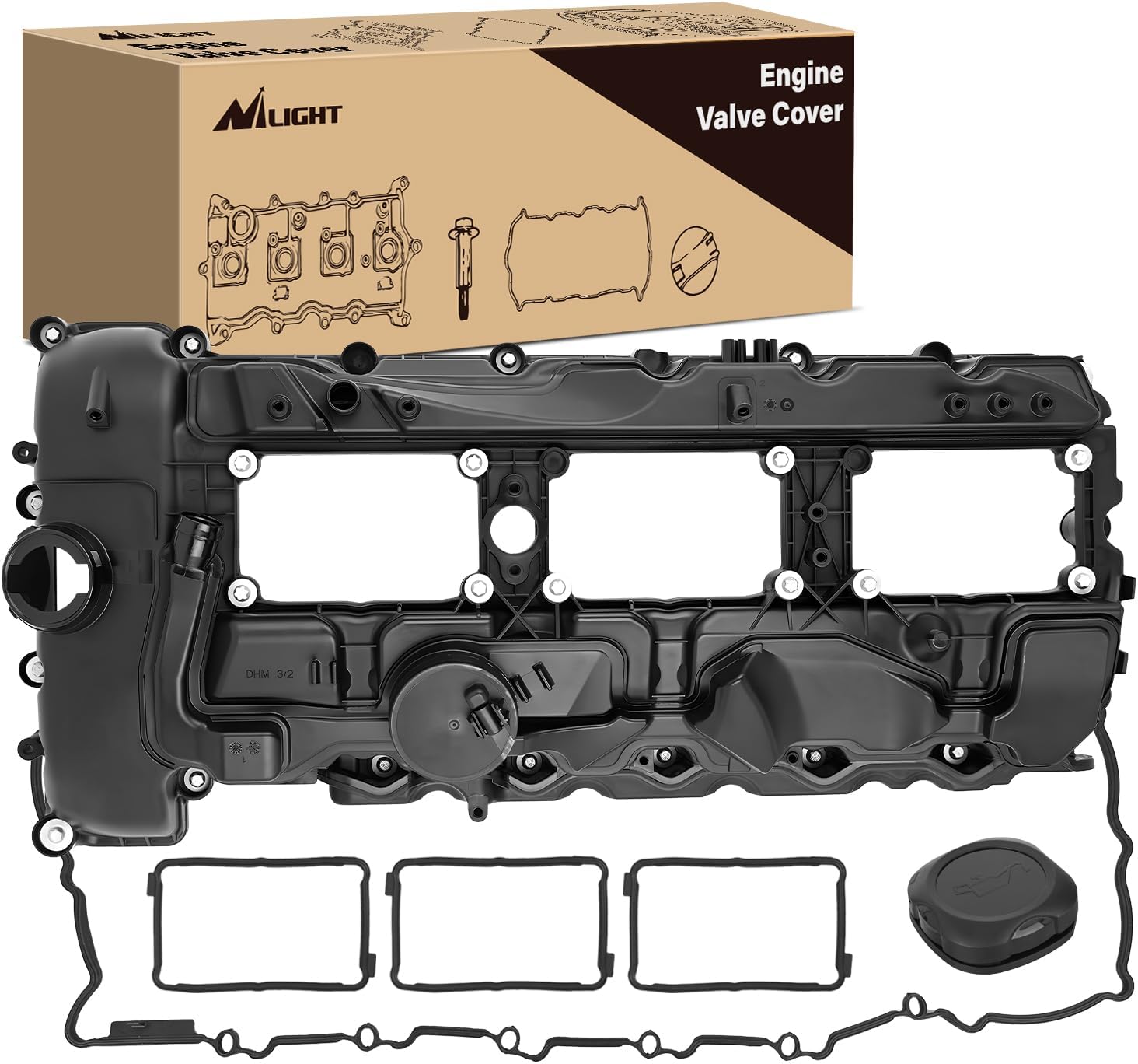 Nilight N55 Engine Valve Cover with Gasket, Bolts, Oli Cap for BMW 2011-2019 Model - 135i 335i 535i 640i X3 X5 X6 M2 M135i (xDrive) ActiveHybrid Series - 3.0L Turbo, Replace# 11127570292