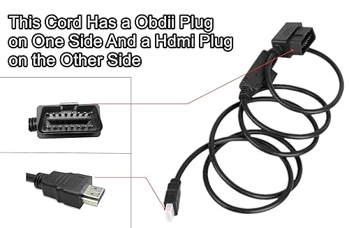 Miniatura 4 de OBDII a cable HDMI H00008000, cables de interfaz OBD2 enchufe a adaptador de monitor HDMI apto para Edge CS2 CTS2 CTS3 enchufe monitor reemplazar el