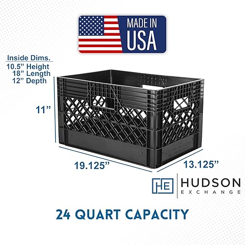 Miniatura 2 de Hudson Exchange - Contenedor de almacenamiento de malla de grado comercial con mango de caja de leche de 19 x 13 x 11 pulgadas (24 cuartos de galón,