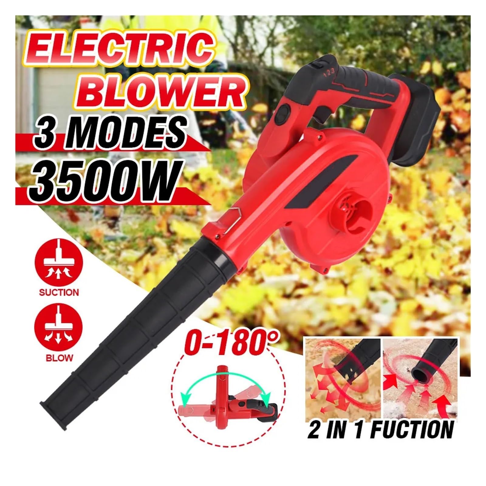 36000 Obr./min Bezprzewodowa Elektryczna Dmuchawa Powietrza 3 Tryby Zamiatarka Do Czyszczenia Narzędzia Ogrodowe Akumulatora 18 V Lekka PrzenośNa(1 Battery)
