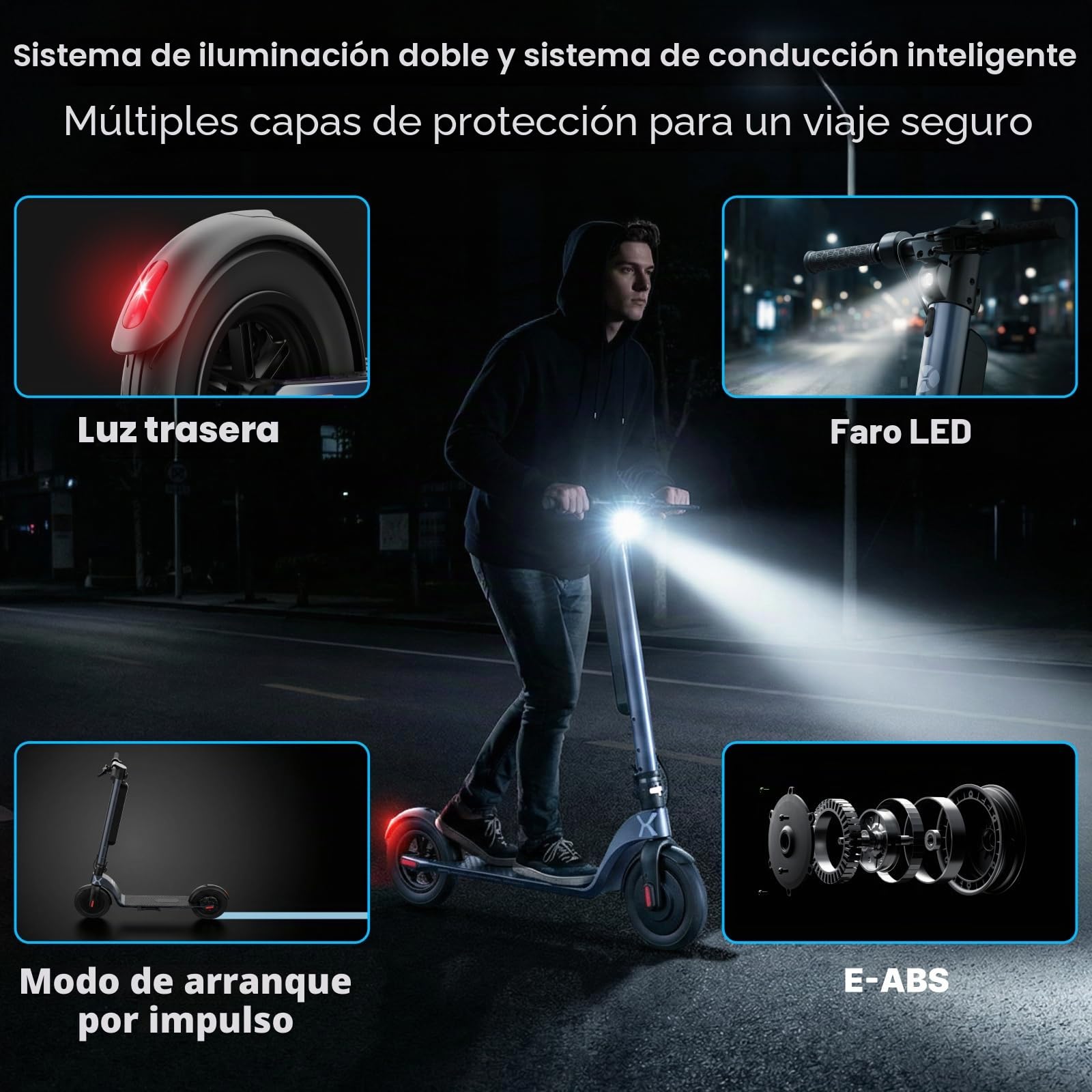 HX X6 Patinete Eléctrico Adultos 4 Pliegues para Mochila,El Portátil de los trotinete electrica Urbanos, Motor 350W & Batería Extraíble, Autonomía 20-40km,Pantalla Digital, aplicación