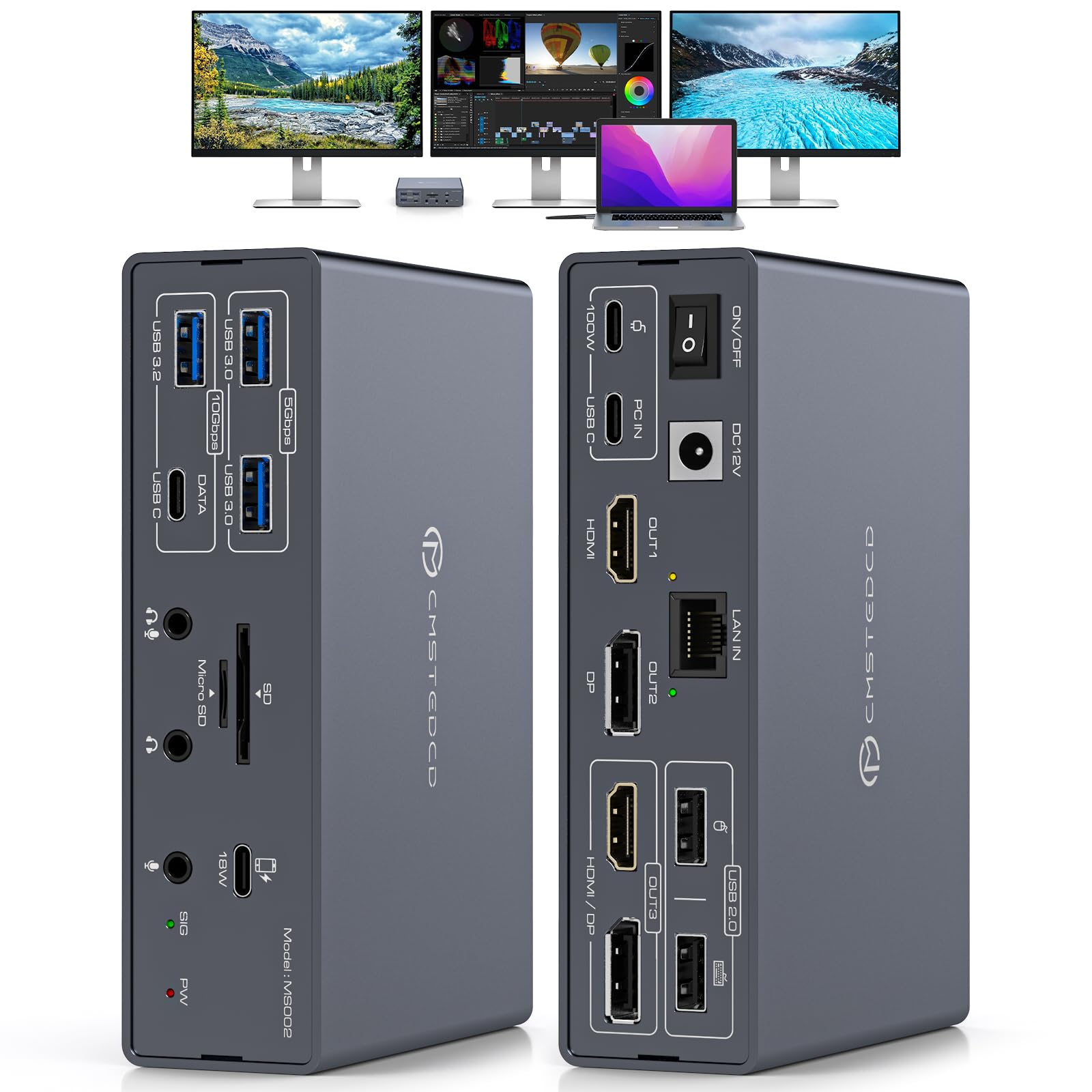 Amazon.com: TJCXELE Displaylink Docking Station 3 Monitors with