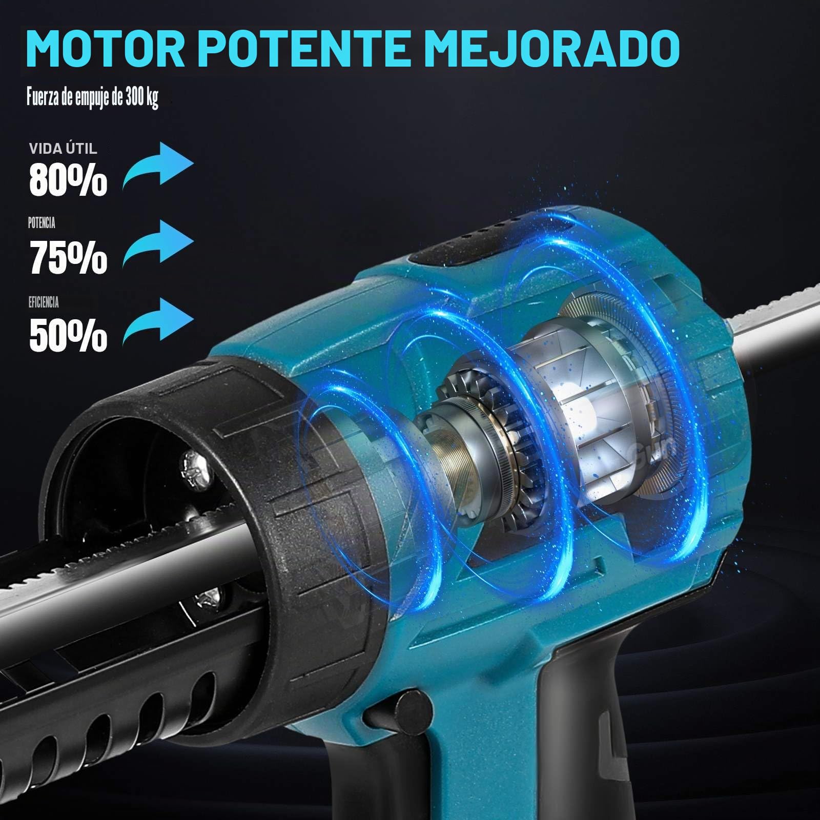 Pistola de silicona eléctrica para Makita 18 V, pistola de cartucho inalámbrica para cartuchos de 300 ml, 4 velocidades ajustables, pistola de cartucho eléctrico para sellar, sellado (2 baterías)