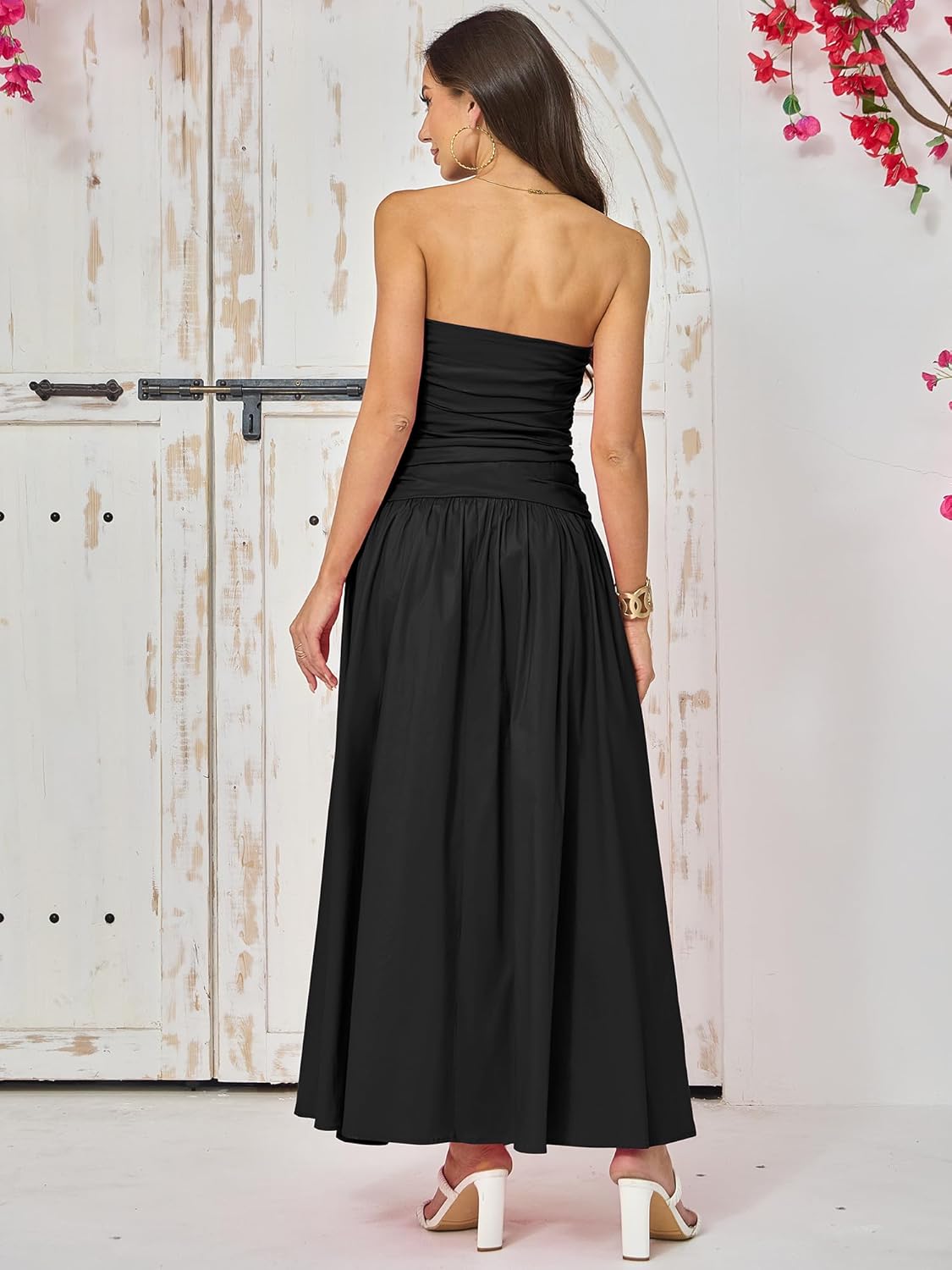 Yulaviniee Women's Strapless Tube Top Corset Maxi Dress for Wedding Guest, Elegant Party Dress - Image 3