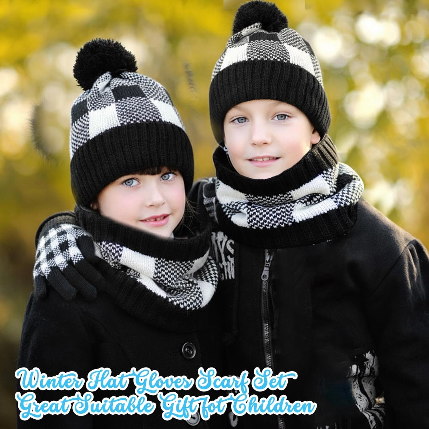 Kids Winter Hat Scarf Gloves Set Knit Fleece Lined Beanie Cap Neck Warmer Mittens for Toddler Boys Girls 3-8 Years - Image 5