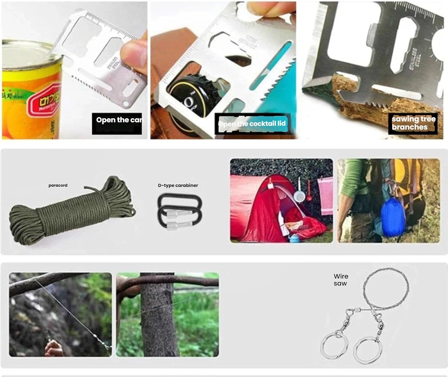Outdoor Camping Mountaineering First aid kit, Portable Multifunctional Tool kit, Earthquake Survival self-Defense Equipment kit