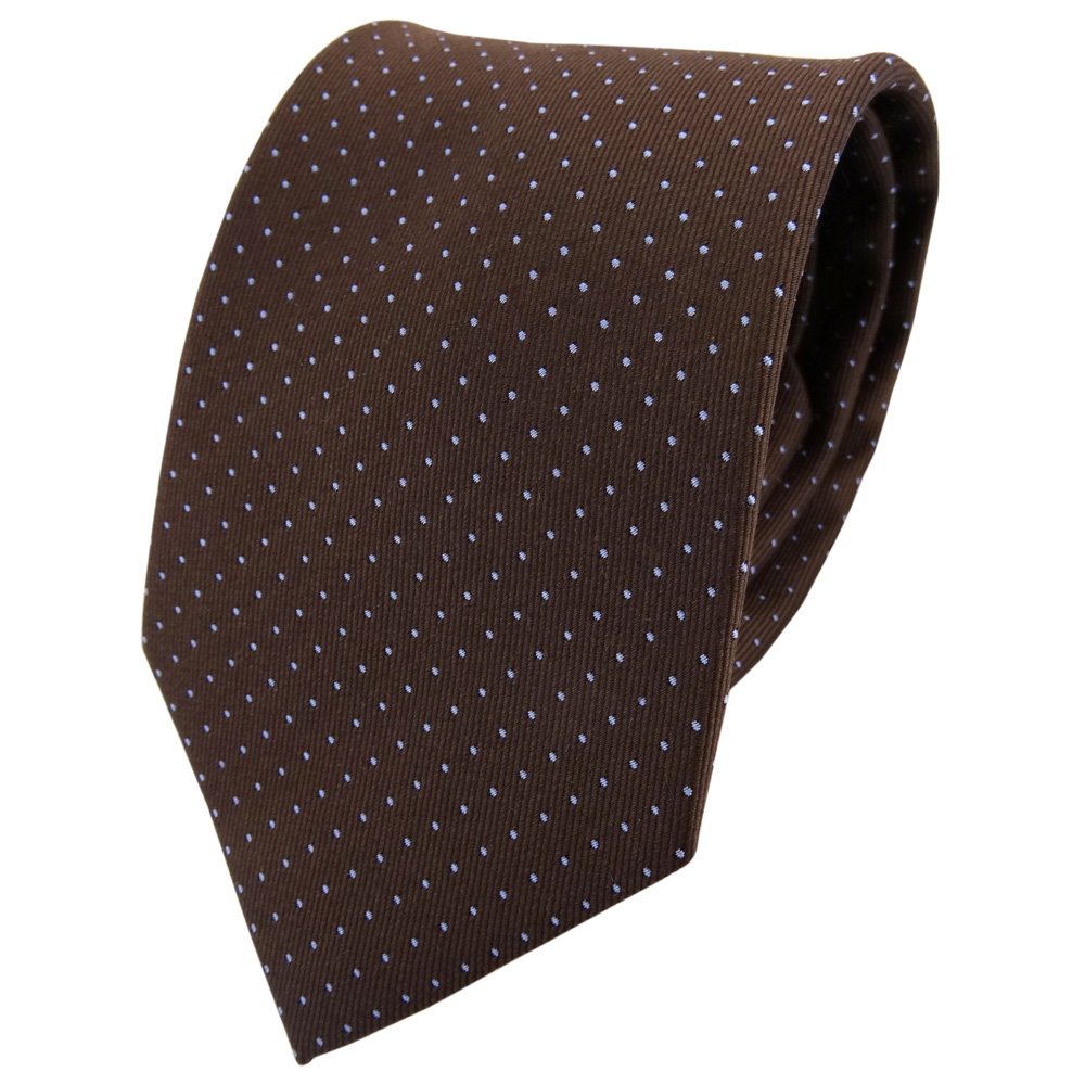 Tigertie Light Blue Silk Tie Brown Blue Dotted - Tie Necktie Silk Tie