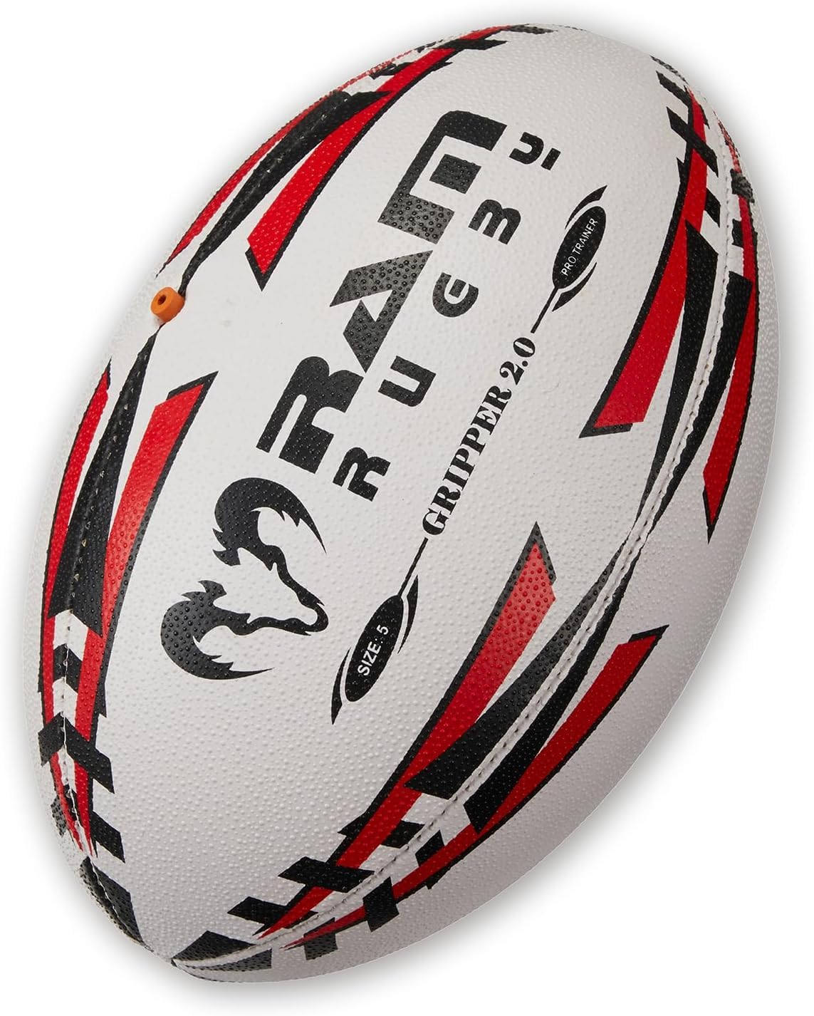 Ram Rugby Zestaw piłki treningowej, rozmiar 5/4/3, z uchwytem 3D i ręcznie szyty, w zestawie stojak na piłkę i torba do noszenia