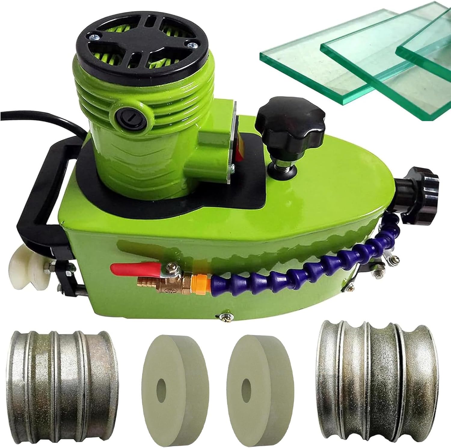 Portable Small Glass Edger, Glass Grinder Tool, 800W 8000rpm Electric Glass Grinding Edging Machine for Straight Round Bevel Edge w/8 Diamond Wheels