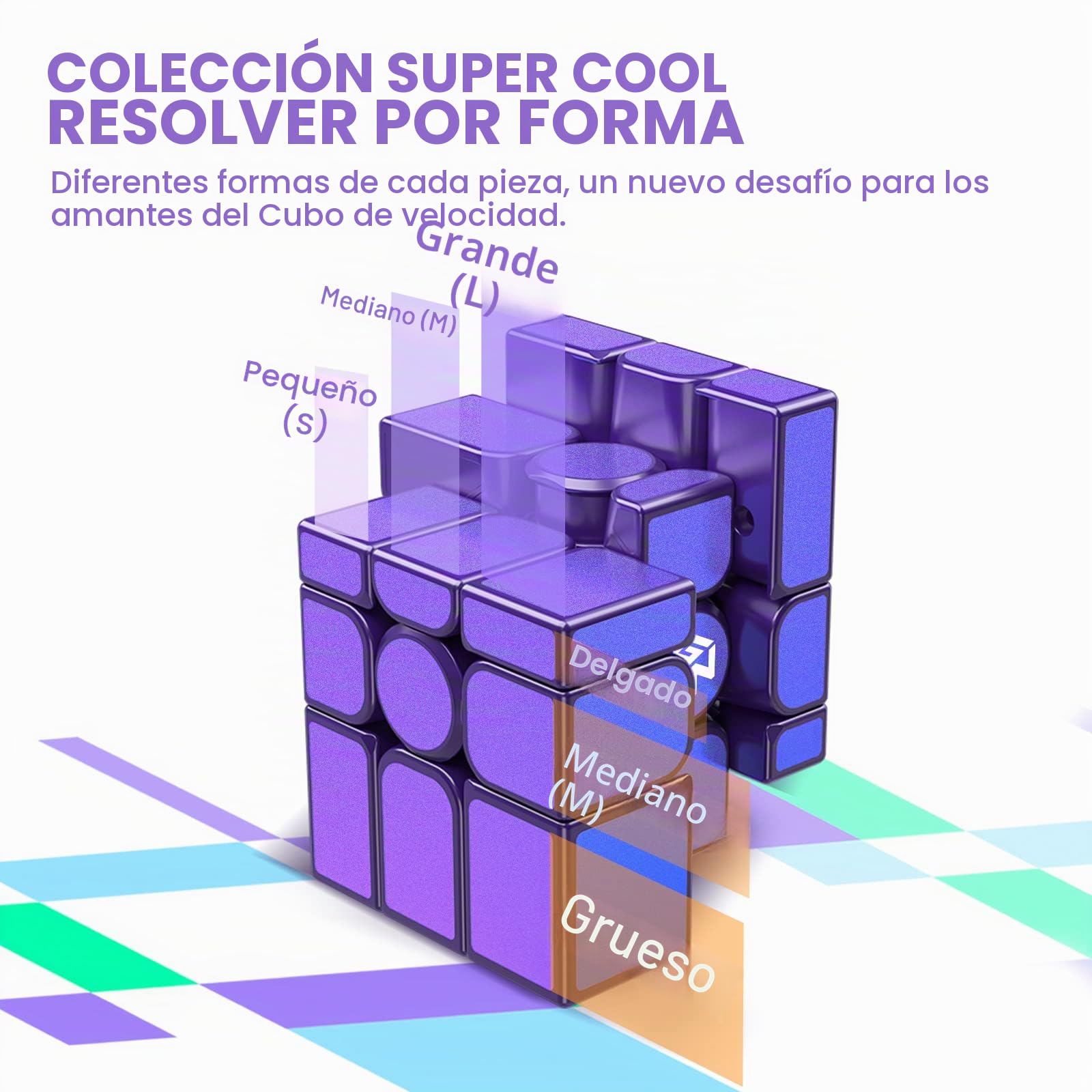 GAN Mirror Cubo Magico Magnetico Cubo Espejo,Speed Cube 3x3 con 48 Imanes,Rompecabezas Niños Adultos(Violeta,sin Pegatinas)