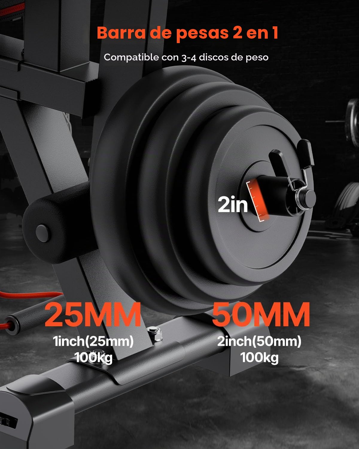 VEVOR Banco de Pesas Ajustables de 363 kg para Entrenamiento de Cuerpo Completo en el Gimnasio en Casa, Banco Plano con Extensión de Piernas, Ajuste Rápido, 1878 x 530 x (880-1000) mm, Negro