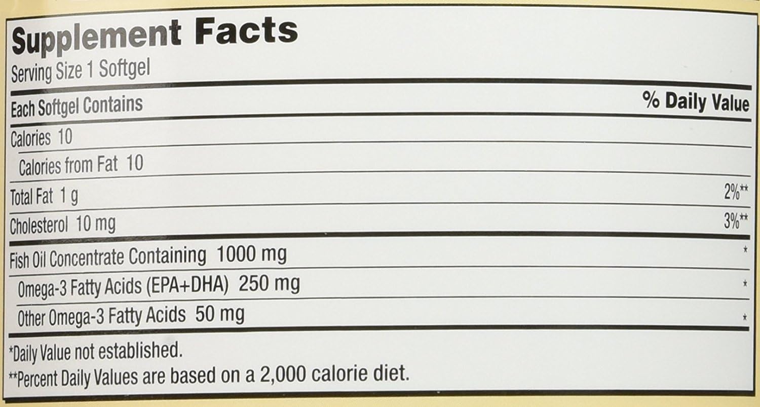 Kirkland Signature Natural Fish Oil Concentrate with Omega-3 Fatty Acids, 400 Softgels, White : Health & Household