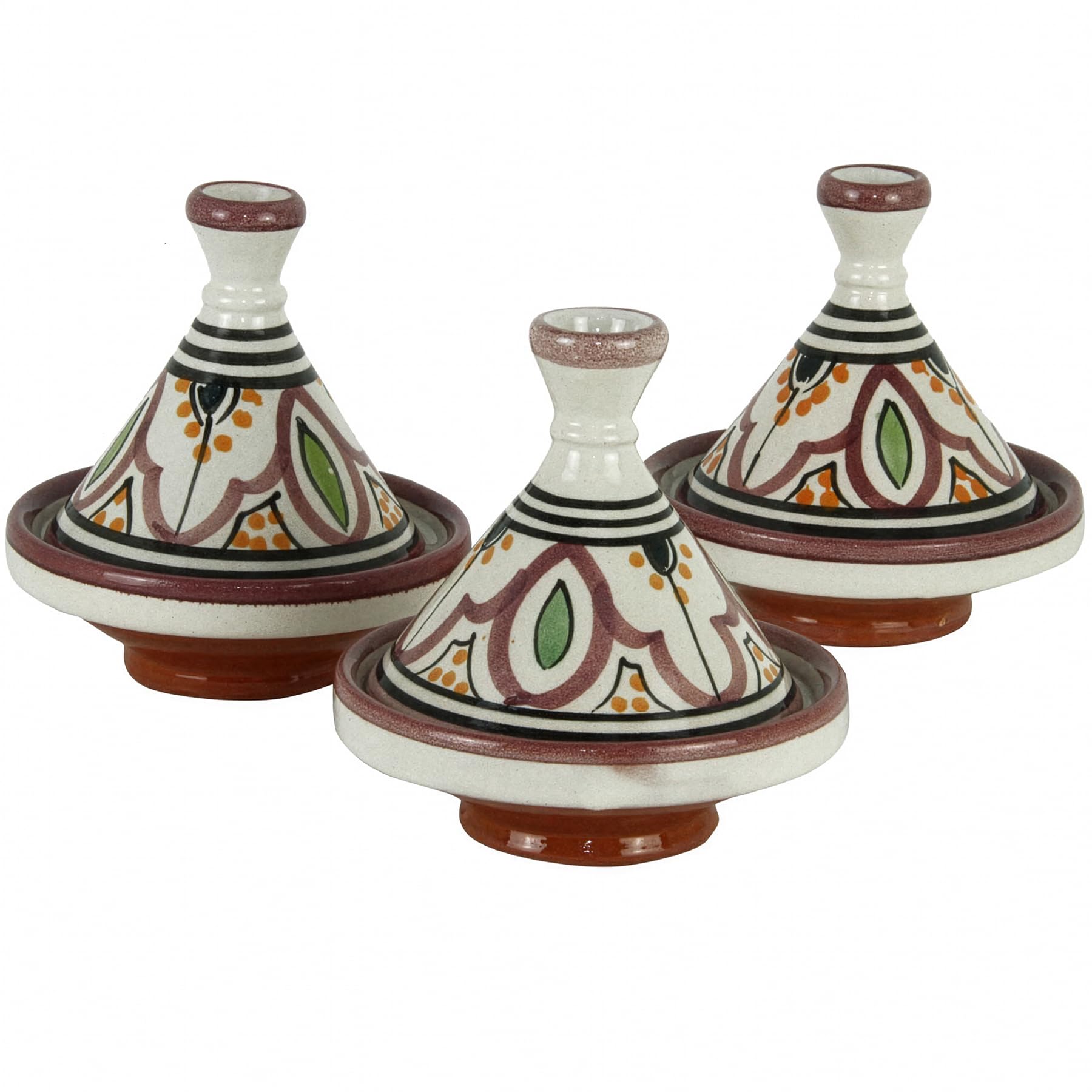 3er Set Tajine zum Servieren von Beilagen & Gewürzen | Gewürz-Tagine aus Marrakesch | Keramik Tischdeko und Geschenkidee