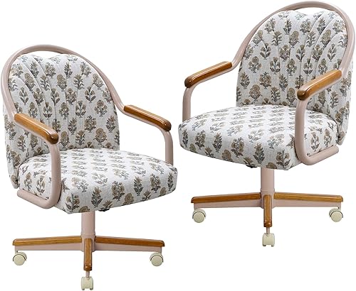 Miniatura 27 de Chromcraft Juego de 4 sillas de comedor de cocina, giratorias, sillas de comedor, sillas tapizadas de espuma viscoelástica con ruedas giratorias