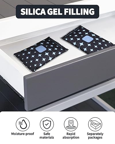 Miniatura 3 de Absorbentes de humedad de gel de sílice recargables de 3.53 oz, paquete de 2 paquetes desecantes para almacenamiento, bolsas deshumidificadoras para