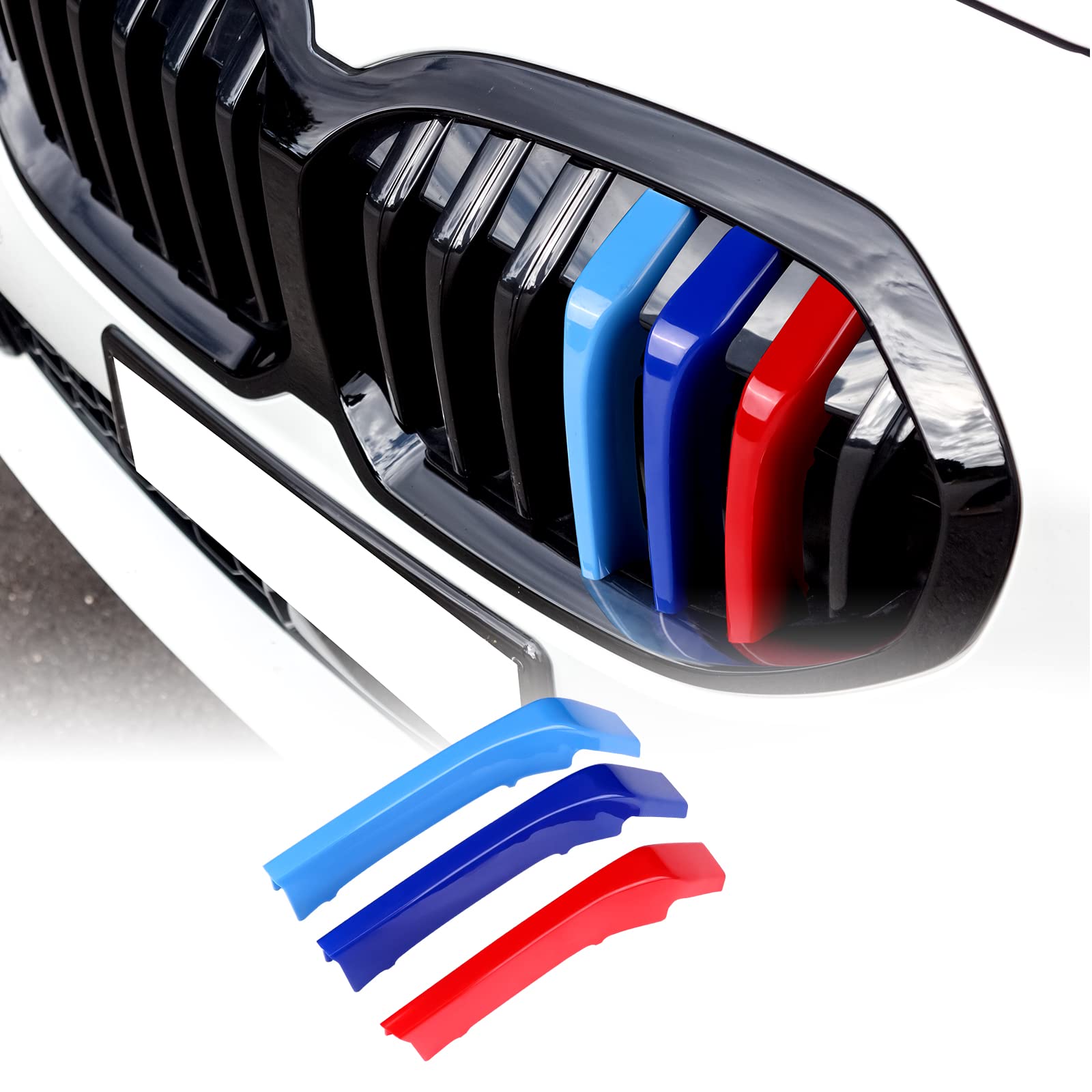 KUNGKIC Front Grill Insert Trim Strips for BMW 1 Series F40 7-Beam Exact Fit Cover Accessories Sport Style Cool Exterior Decoration For 2019 2020 2021 2022 2023 3pcs