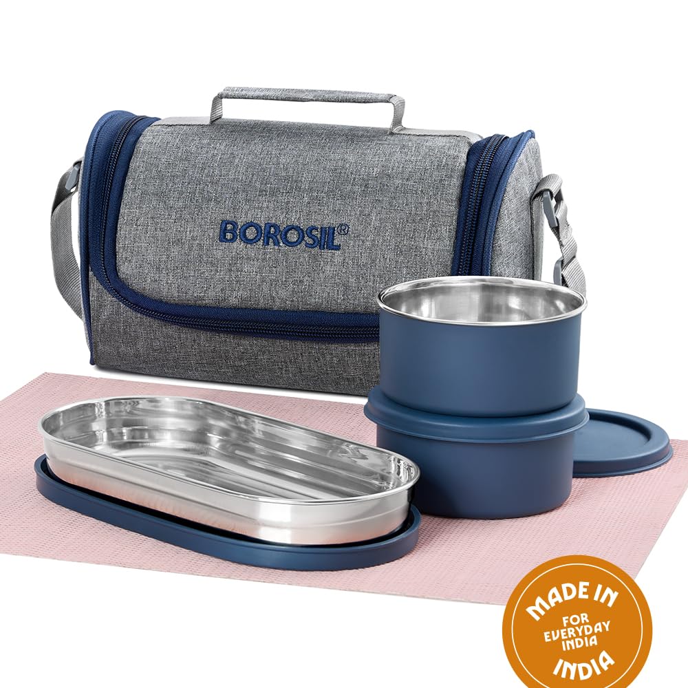 Borosil Steel Lunch Box - Fresh Meals On The Go -7 Borosil Steel Lunch Box - Fresh Meals On The Go -7