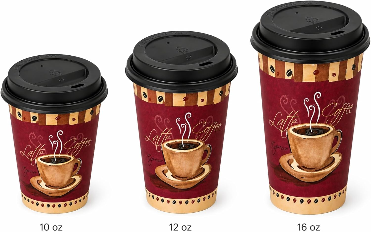 Black Dome Lids for 10, 12 & 16 oz Poly Paper Cups | Leak Resistant Fit with Sip Opening and Vent Hole | Disposable Plastic Lids for Hot Cold Drinks Coffee Tea Cups | 2000 Count