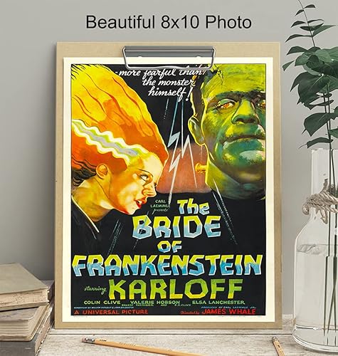 Miniatura 4 de Bride of Frankenstein Horror Movie Poster - 8x10 Home Theater Decor - Frankenstein Decor - Scary Movie Wall Art - Hollywood Movie Photo - Bridal