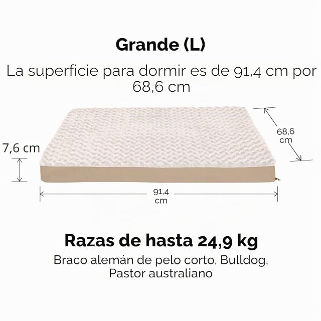 Foto 3 de 6 de FurHaven Funda de Repuesto para Cama de Perro, colchón de Piel sintética y Gamuza, Lavable a máquina