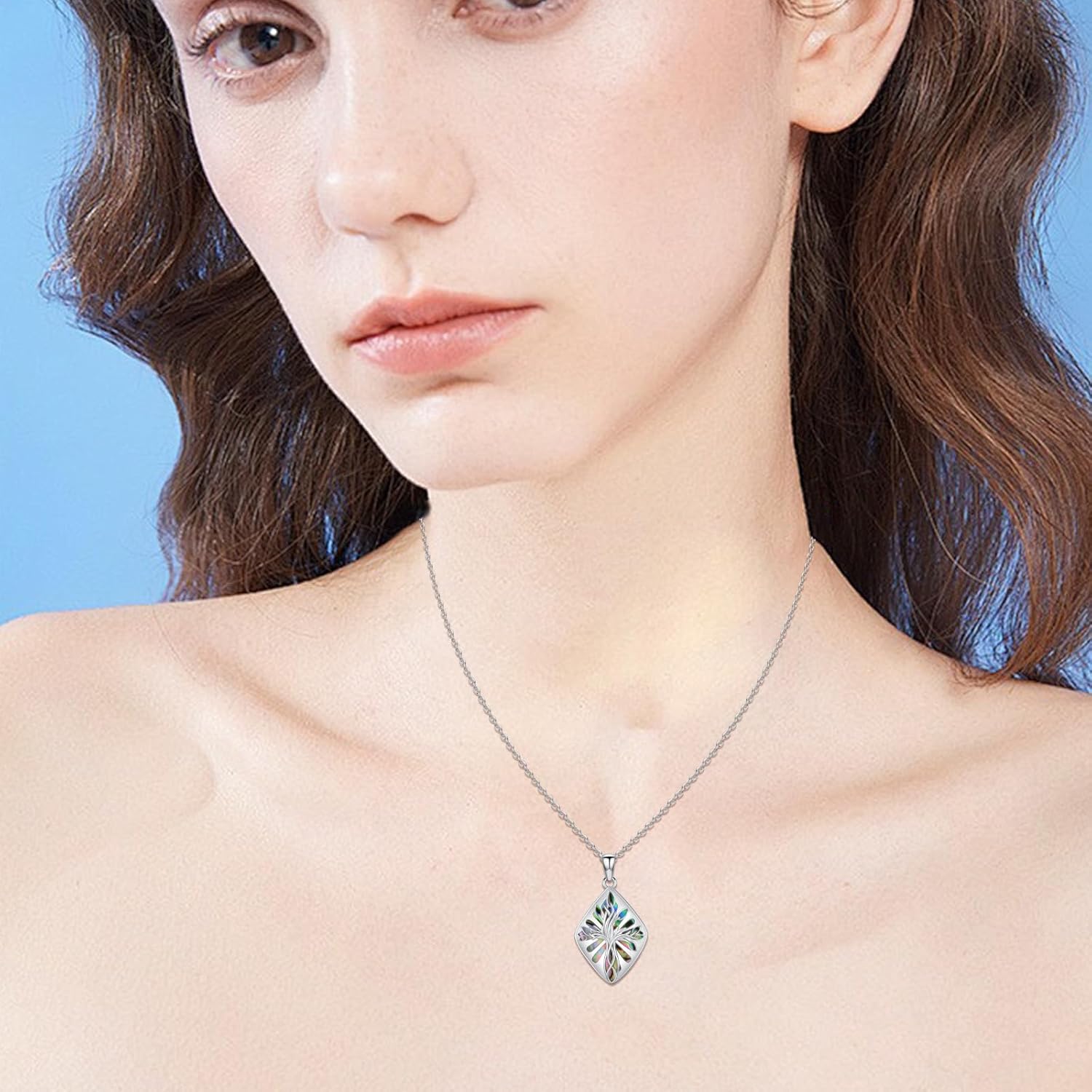 Cross Necklace for Women 925 Sterling Silver Abalone/Opal Shell Cross Pendant Necklace Religious Birthday Christmas Jewelry Gifts for Her - Image 3