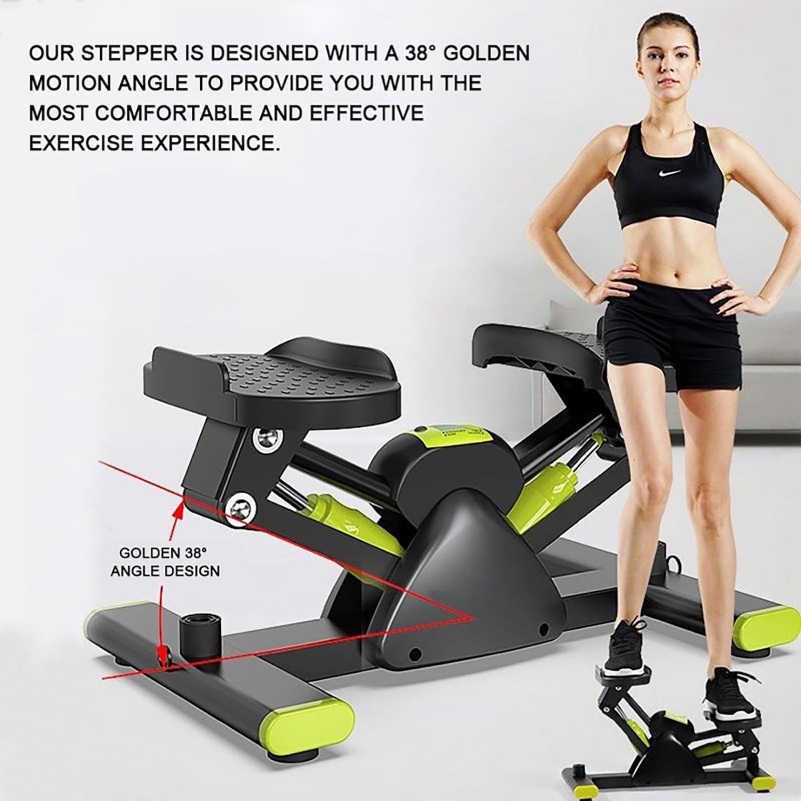 Stepper schodowy z taśmami oporowymi Mini Stepper z 4 trybami ćwiczeń do treningu całego ciała, przenośna maszyna krokowa z wyświetlaczem LCD