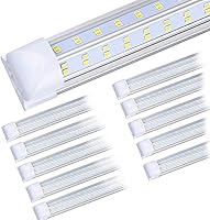 10-Pack 8FT LED Shop Lights 120W 19000LM 6000K V-Shape Linkable Garage Lights - Plug & Play Clear Cover